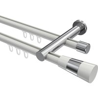 Innenlaufstange Weiß / Chrom, Aluminium / Metall 20 mm Ø Platon Tanara, zweiläufig