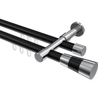 Innenlauf-Vorhangstange Schwarz / Chrom, Aluminium / Metall 20 mm Ø Prestige Tanara, doppelläufig