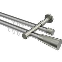 Innenlauf-Vorhangstange Silbergrau / Edelstahl-Optik, zweiläufig Aluminium / Metall 20 mm Ø Prestige Tanara