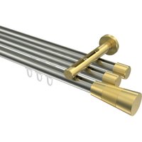 Vorhangstange mit Innenlauf Edelstahl-Optik / Messing-Optik, Aluminium / Metall 20 mm Ø Siteno Tanara, dreiläufig