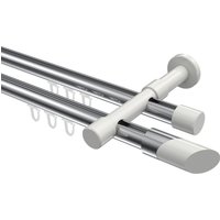 Innenlauf-Gardinenstangen Chrom / Weiß, Aluminium / Metall 20 mm Ø Prestige Verano, 2-läufig