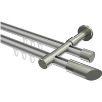 Innenlauf-Gardinenstange Silbergrau / Edelstahl-Optik, zweiläufig Aluminium / Metall 20 mm Ø Prestige Verano