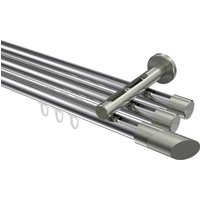 Innenlauf-Gardinenstange Chrom / Edelstahl-Optik, Aluminium / Metall 20 mm Ø Siteno Verano, dreiläufig
