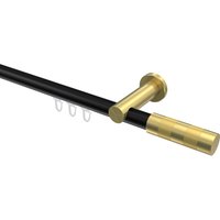 Vorhangstange mit Innenlauf Schwarz / Messing-Optik, Aluminium / Metall 20 mm Ø Platon Mavell