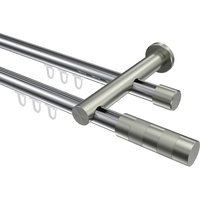 Vorhangstange mit Innenlauf Chrom / Edelstahl-Optik, 2-läufig Aluminium / Metall 20 mm Ø Platon Mavell