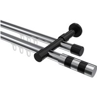 Innenlauf-Vorhangstangen Chrom / Schwarz, Aluminium / Metall 20 mm Ø Prestige Mavell, doppelläufig