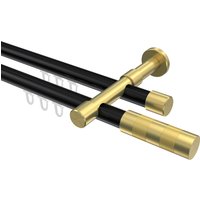 Innenlauf-Vorhangstange Schwarz / Messing-Optik, zweiläufig Aluminium / Metall 20 mm Ø Prestige Mavell