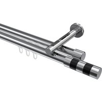 Innenlauf-Gardinenstange Chrom, Aluminium / Metall 20 mm Ø Siteno Mavell, zweiläufig