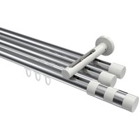 Gardinenstange mit Innenlauf Chrom / Weiß, Aluminium / Metall 20 mm Ø Siteno Mavell, 3-läufig