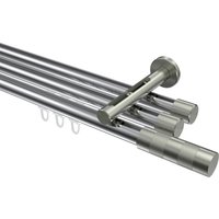 Innenlauf-Gardinenstange Chrom / Edelstahl-Optik, Aluminium / Metall 20 mm Ø Siteno Mavell, dreiläufig