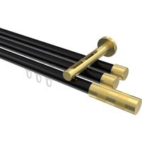 Innenlauf-Vorhangstange Schwarz / Messing-Optik, Aluminium / Metall 20 mm Ø Siteno Mavell, 3-läufig