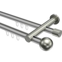 Innenlaufstange Silbergrau / Edelstahl-Optik, zweiläufig Aluminium / Metall 20 mm Ø Platon Luino
