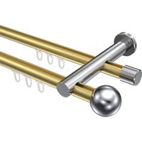 Vorhangstange mit Innenlauf Messing-Optik / Chrom, doppelläufig Aluminium / Metall 20 mm Ø Platon Luino