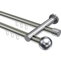 Innenlauf-Vorhangstange Edelstahl-Optik / Chrom, doppelläufig Aluminium / Metall 20 mm Ø Platon Luino