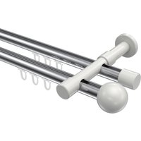 Innenlaufstange Chrom / Weiß, Metall 20 mm Ø Prestige Luino, doppelläufig