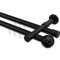 Innenlauf-Vorhangstange Schwarz, Metall 20 mm Ø Prestige Luino, doppelläufig