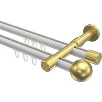 Innenlauf-Vorhangstange Weiß / Messing-Optik, doppelläufig Aluminium / Metall 20 mm Ø Prestige Luino