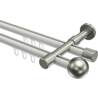 Innenlaufstangen Weiß / Edelstahl-Optik, Metall 20 mm Ø Prestige Luino, doppelläufig