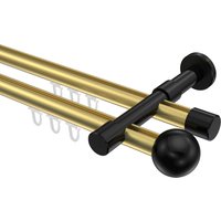 Innenlauf-Vorhangstange Messing-Optik / Schwarz, zweiläufig Aluminium / Metall 20 mm Ø Prestige Luino