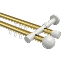 Innenlaufstange Messing-Optik / Weiß, doppelläufig Aluminium / Metall 20 mm Ø Prestige Luino