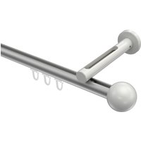 Gardinenstange mit Innenlauf Silbergrau / Weiß, Aluminium / Metall 20 mm Ø Siteno Luino