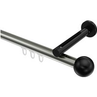 Gardinenstange mit Innenlauf Edelstahl-Optik / Schwarz, Aluminium / Metall 20 mm Ø Siteno Luino