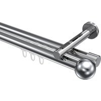 Innenlauf-Gardinenstange Chrom, Aluminium / Metall 20 mm Ø Siteno Luino, 2-läufig