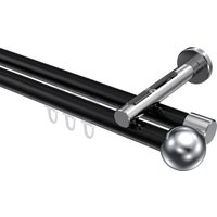 Innenlaufstange Schwarz / Chrom, Aluminium / Metall 20 mm Ø Siteno Luino, 2-läufig