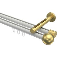 Innenlauf-Vorhangstange Weiß / Messing-Optik, Aluminium / Metall 20 mm Ø Siteno Luino, zweiläufig
