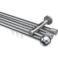 Innenlauf-Gardinenstange Chrom, Aluminium / Metall 20 mm Ø Siteno Luino, 3-läufig