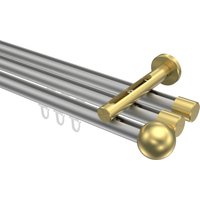 Innenlauf-Vorhangstange Silbergrau / Messing-Optik, Aluminium / Metall 20 mm Ø Siteno Luino, 3-läufig