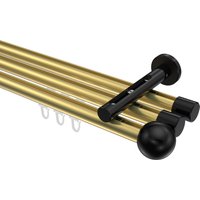 Gardinenstange mit Innenlauf Messing-Optik / Schwarz, Aluminium / Metall 20 mm Ø Siteno Luino, 3-läufig