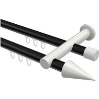 Innenlauf-Vorhangstange Schwarz / Weiß, Metall 20 mm Ø Platon Savio, 2-läufig
