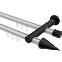 Innenlauf-Gardinenstangen Weiß / Schwarz, Metall 20 mm Ø Platon Savio, doppelläufig