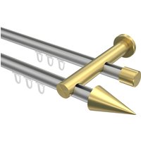 Innenlauf-Gardinenstange Silbergrau / Messing-Optik, doppelläufig Aluminium / Metall 20 mm Ø Platon Savio