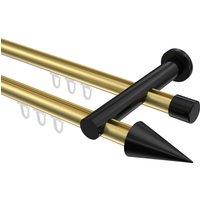 Vorhangstange mit Innenlauf Messing-Optik / Schwarz, doppelläufig Aluminium / Metall 20 mm Ø Platon Savio