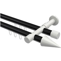 Innenlauf-Vorhangstangen Schwarz / Weiß, Metall 20 mm Ø Prestige Savio, 2-läufig