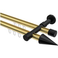 Innenlauf-Gardinenstange Messing-Optik / Schwarz, 2-läufig Aluminium / Metall 20 mm Ø Prestige Savio