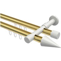 Innenlauf-Vorhangstange Messing-Optik / Weiß, zweiläufig Aluminium / Metall 20 mm Ø Prestige Savio