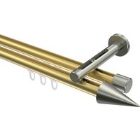 Vorhangstange mit Innenlauf Messing-Optik / Edelstahl-Optik, Aluminium / Metall 20 mm Ø Siteno Savio, 2-läufig