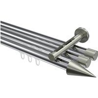 Vorhangstange mit Innenlauf Chrom / Edelstahl-Optik, Aluminium / Metall 20 mm Ø Siteno Savio, 3-läufig