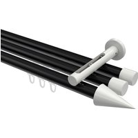 Gardinenstange mit Innenlauf Schwarz / Weiß, Aluminium / Metall 20 mm Ø Siteno Savio, dreiläufig