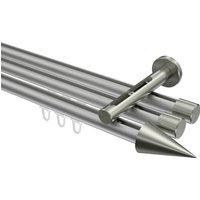 Vorhangstange mit Innenlauf Silbergrau / Edelstahl-Optik, Aluminium / Metall 20 mm Ø Siteno Savio, dreiläufig