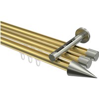 Vorhangstange mit Innenlauf Messing-Optik / Edelstahl-Optik, Aluminium / Metall 20 mm Ø Siteno Savio, 3-läufig