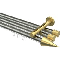 Vorhangstange mit Innenlauf Edelstahl-Optik / Messing-Optik, Aluminium / Metall 20 mm Ø Siteno Savio, dreiläufig
