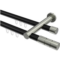 Innenlauf-Vorhangstangen Schwarz / Edelstahl-Optik, Metall 20 mm Ø Platon Elanto, 2-läufig