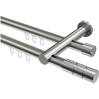 Gardinenstange mit Innenlauf Edelstahl-Optik / Chrom, 2-läufig Aluminium / Metall 20 mm Ø Platon Elanto