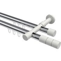 Innenlauf-Vorhangstange Chrom / Weiß, Metall 20 mm Ø Prestige Elanto, 2-läufig