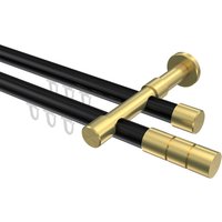 Vorhangstange mit Innenlauf Schwarz / Messing-Optik, doppelläufig Aluminium / Metall 20 mm Ø Prestige Elanto