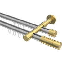 Innenlauf-Vorhangstange Silbergrau / Messing-Optik, doppelläufig Aluminium / Metall 20 mm Ø Prestige Elanto